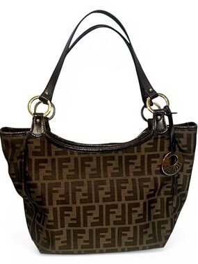 Fendi Zucca Leather and Canvas Tote Bag